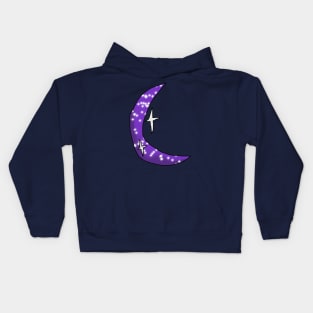 Crescent Purple Sparkly Moon Kids Hoodie